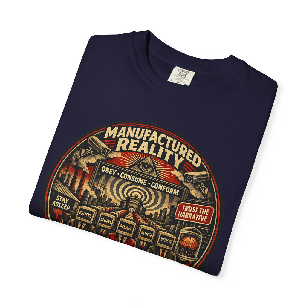 Manufactured Reality Graphic "Building Your Illusion" Vintage Protest — T-Shirt