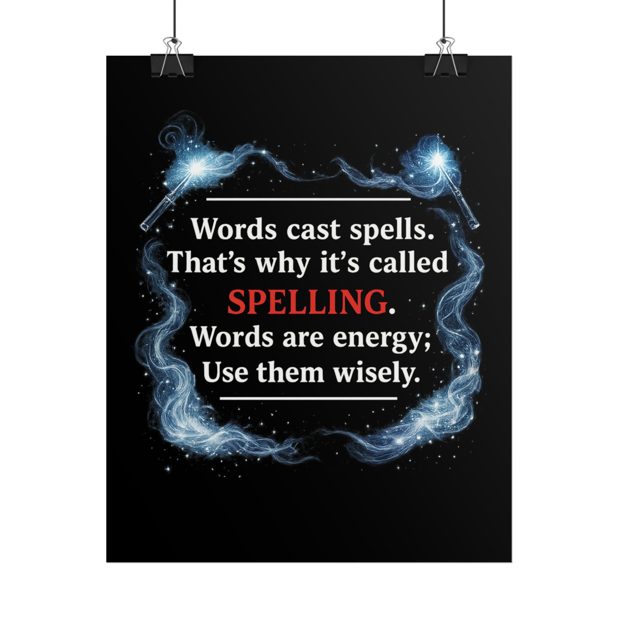 Poster — "Words Cast Spells" Motivational Magic Typography Print