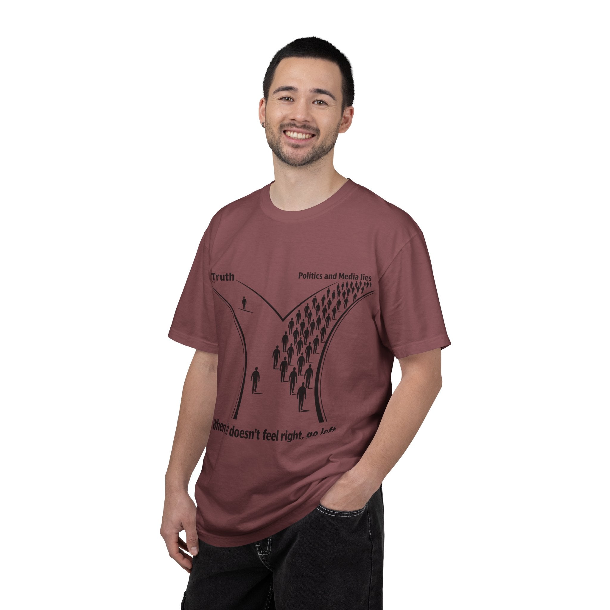 Truth vs. Crowd Graphic T-Shirt — "When it doesn't feel right, go left."