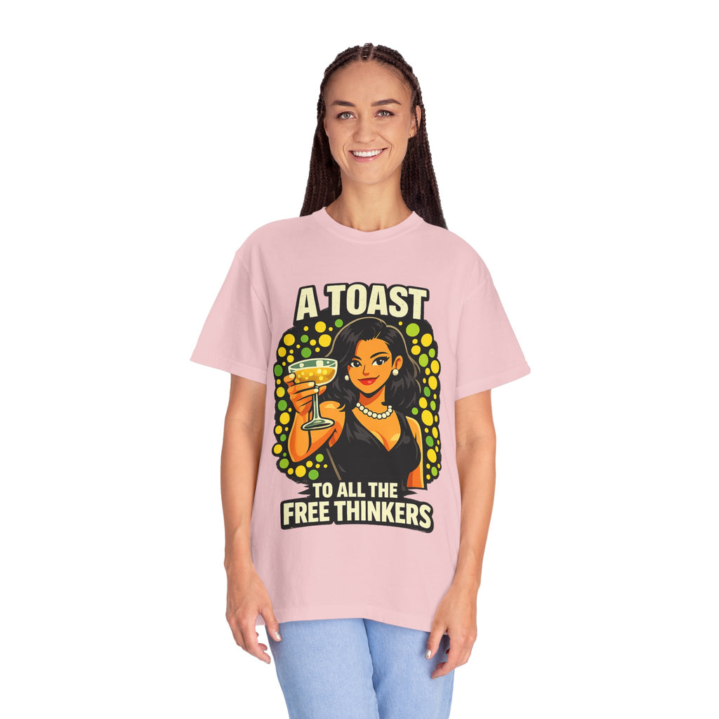 Vintage 'A Toast to All the Free Thinkers' Graphic T-Shirt