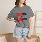 T-Shirt — "CONmen in CONgress" Political Satire Tee with Capitol Graphic