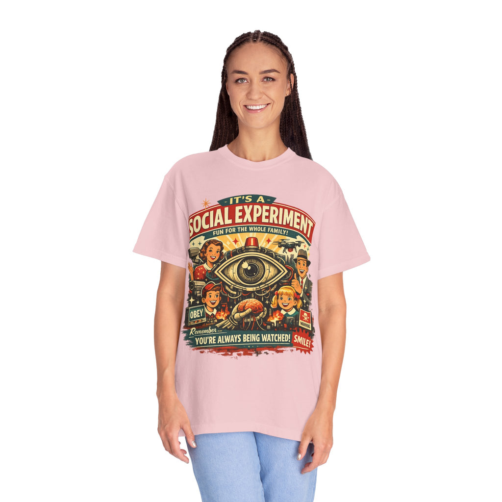 T-Shirt — "It's a Social Experiment" Retro Surveillance Graphic Tee
