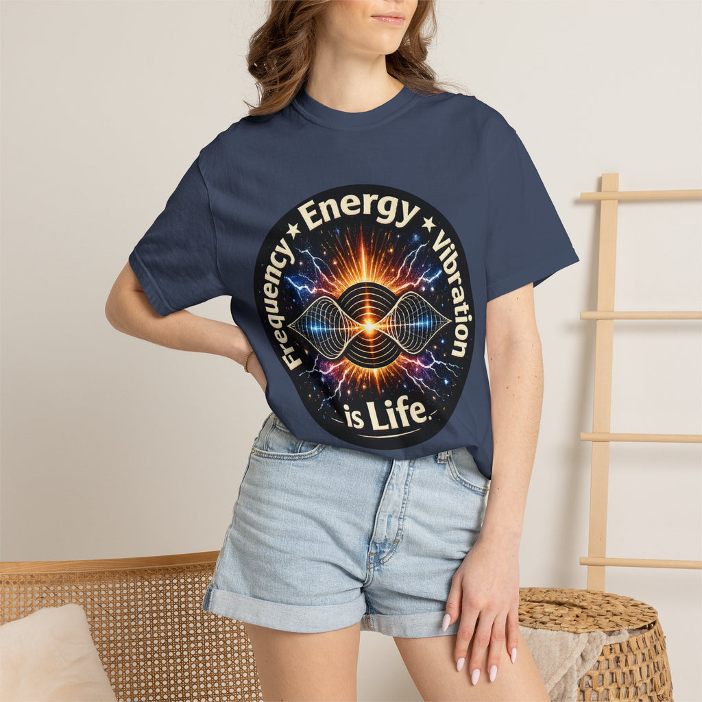 Energy & Vibration T-Shirt — "Frequency is Life" Spiritual Graphic Tee