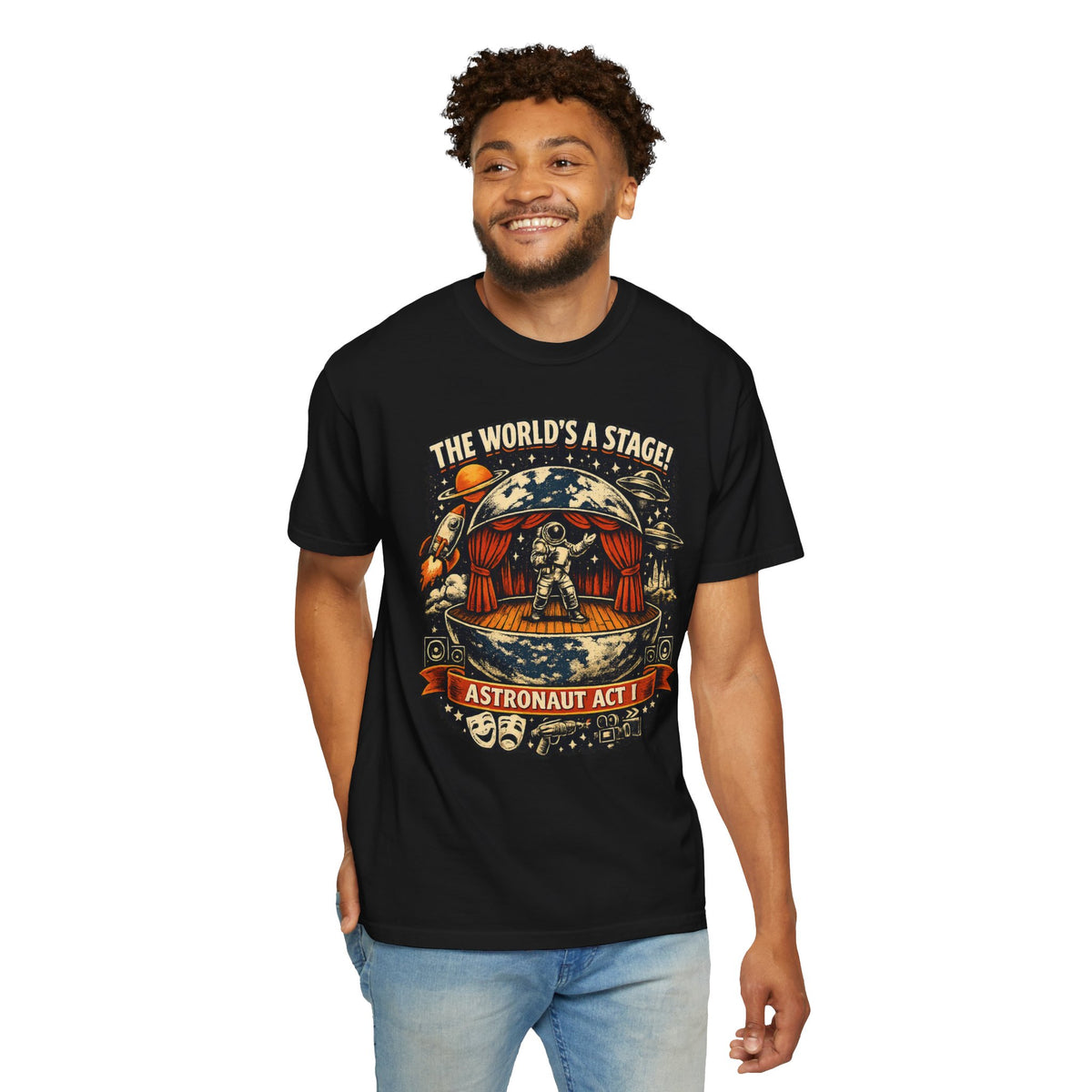 Astronaut Act I T-Shirt — “The World's a Stage” Vintage Space Graphic Tee