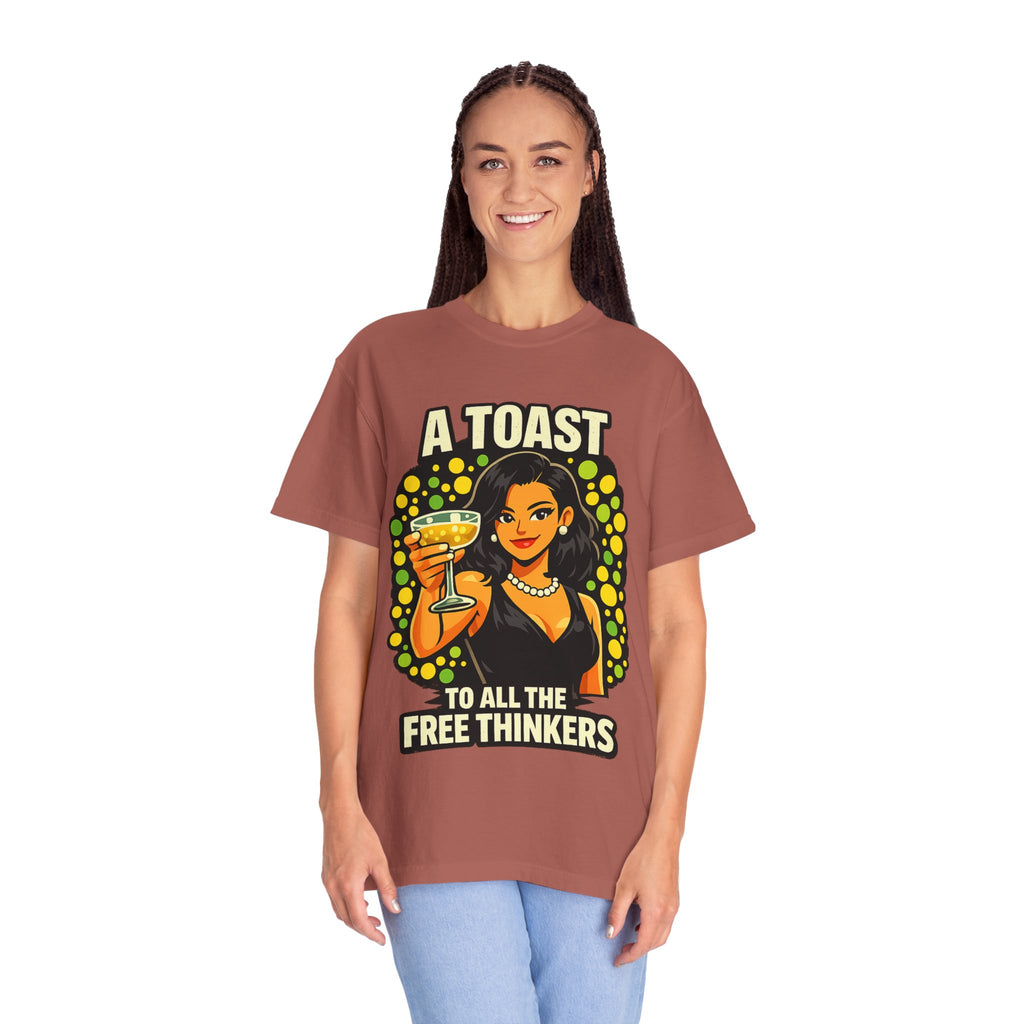 Vintage 'A Toast to All the Free Thinkers' Graphic T-Shirt