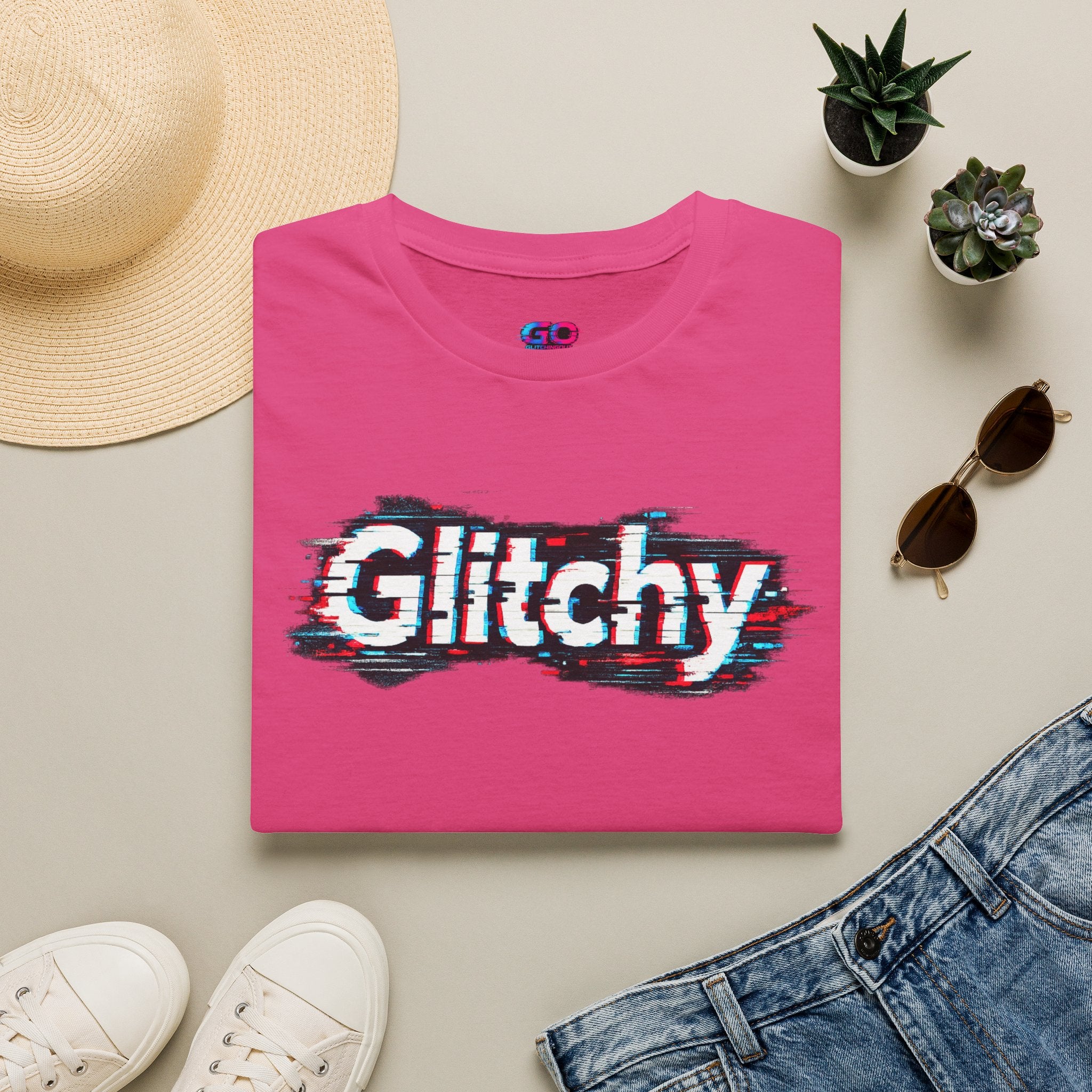Glitchy Graphic T-Shirt — Retro Glitch Text Tee