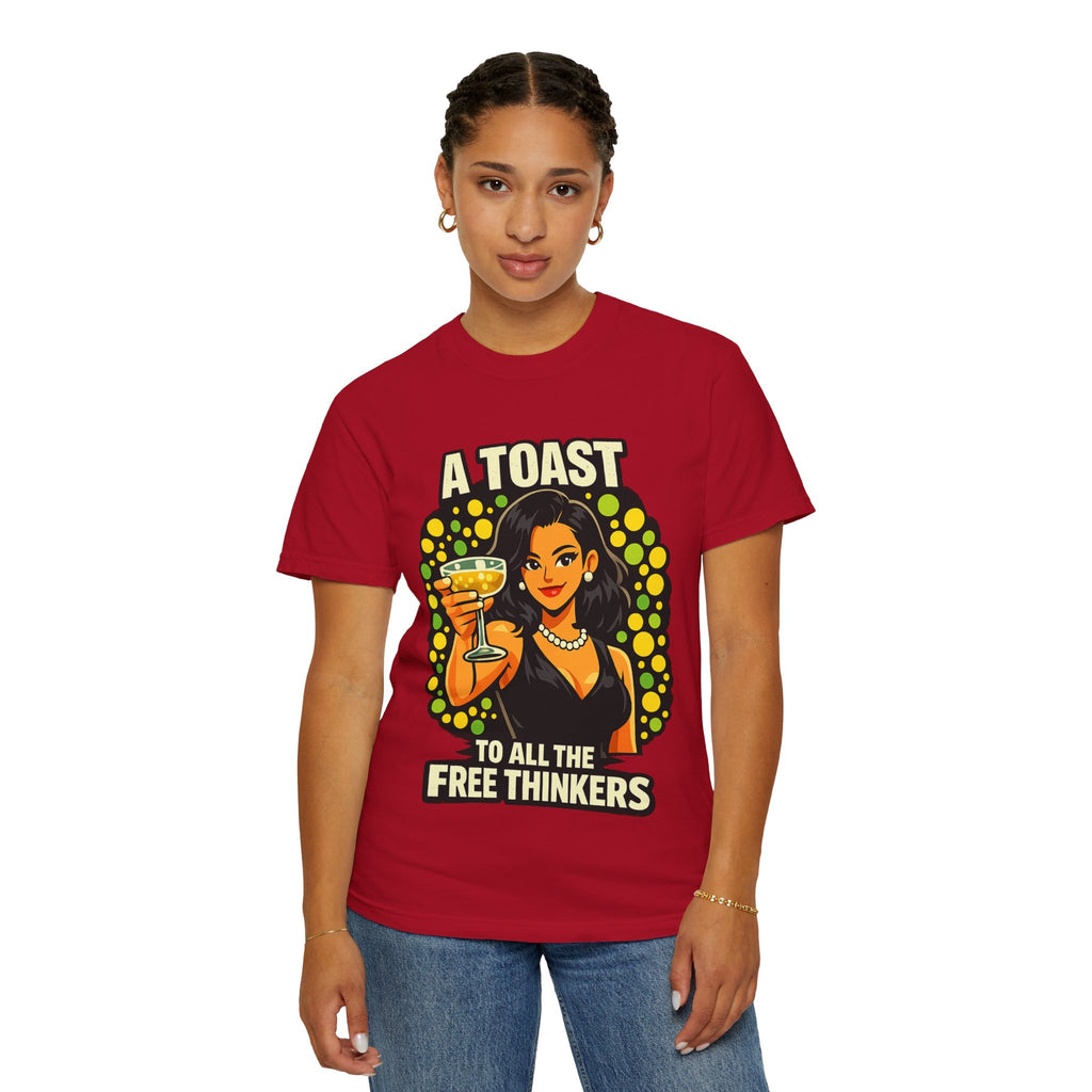 Vintage 'A Toast to All the Free Thinkers' Graphic T-Shirt
