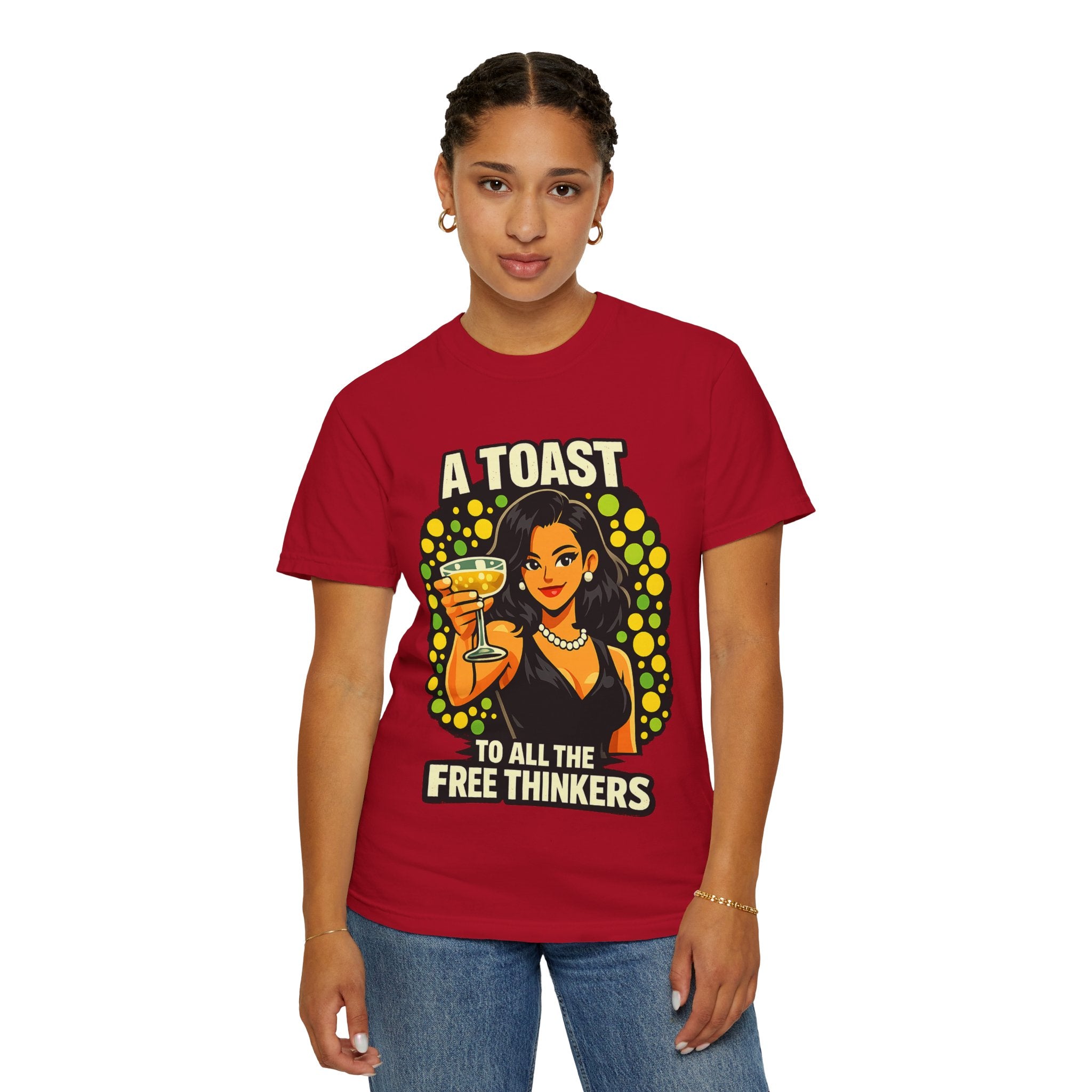 Vintage 'A Toast to All the Free Thinkers' Graphic T-Shirt