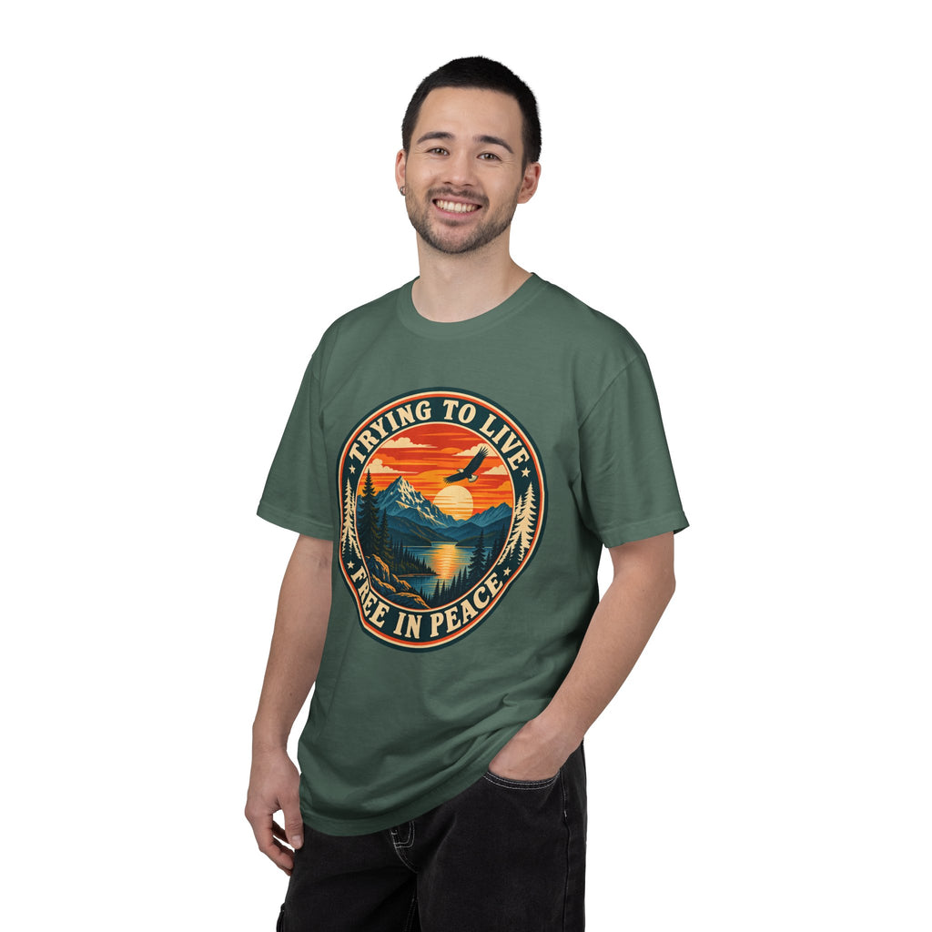Trying to Live Free in Peace Vintage Mountain T-Shirt