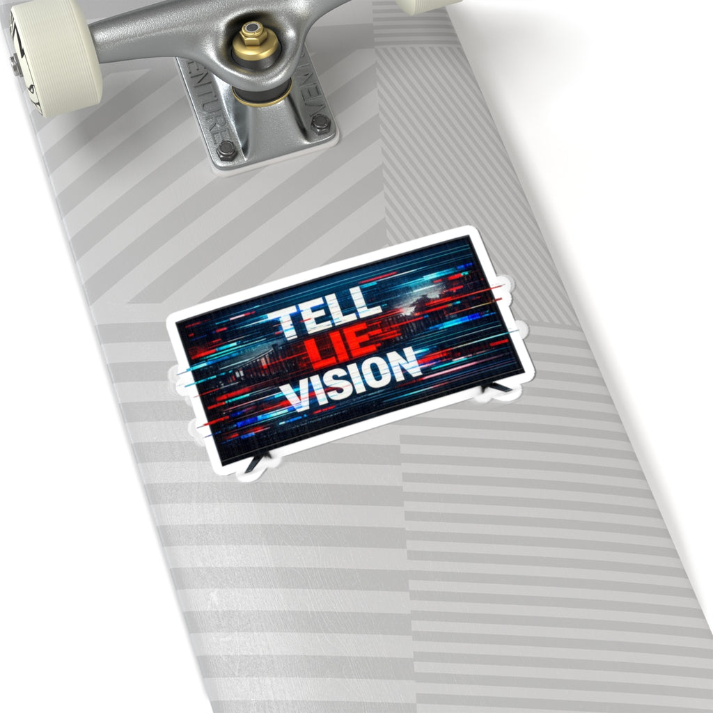 Tell Lie Vision TV Sticker — Glitch Statement Kiss-Cut Sticker