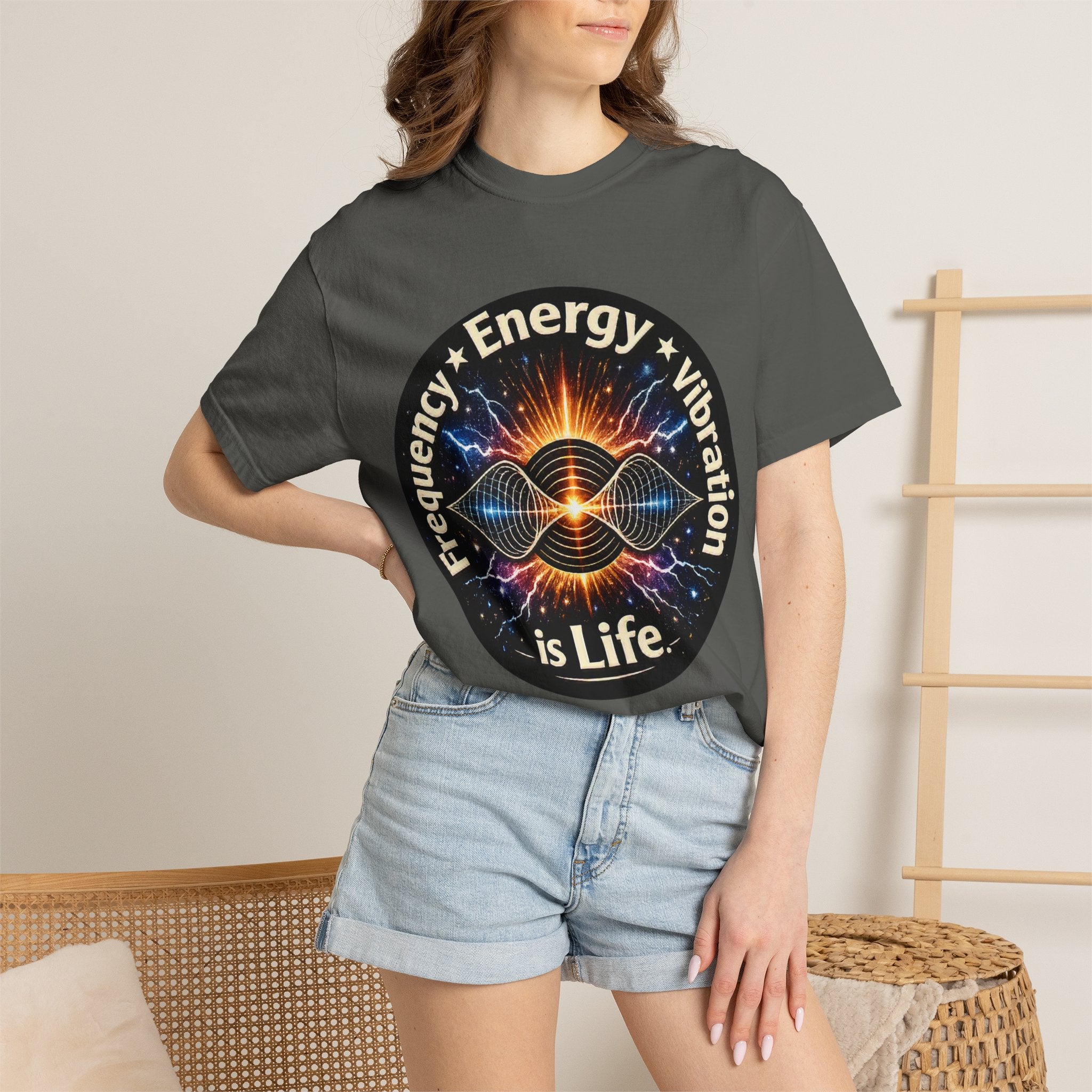 Energy & Vibration T-Shirt — "Frequency is Life" Spiritual Graphic Tee