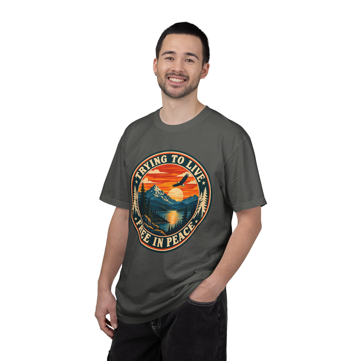 Trying to Live Free in Peace Vintage Mountain T-Shirt