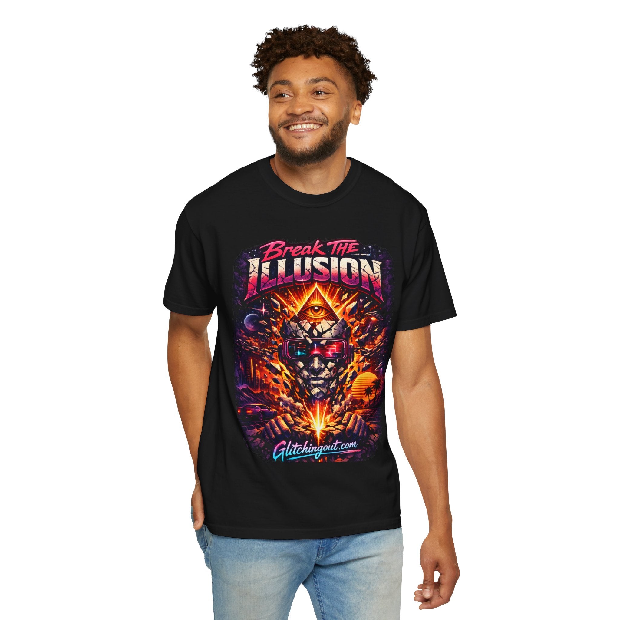 Break the Illusion Graphic T-Shirt — Psychedelic Occult Skull Tee