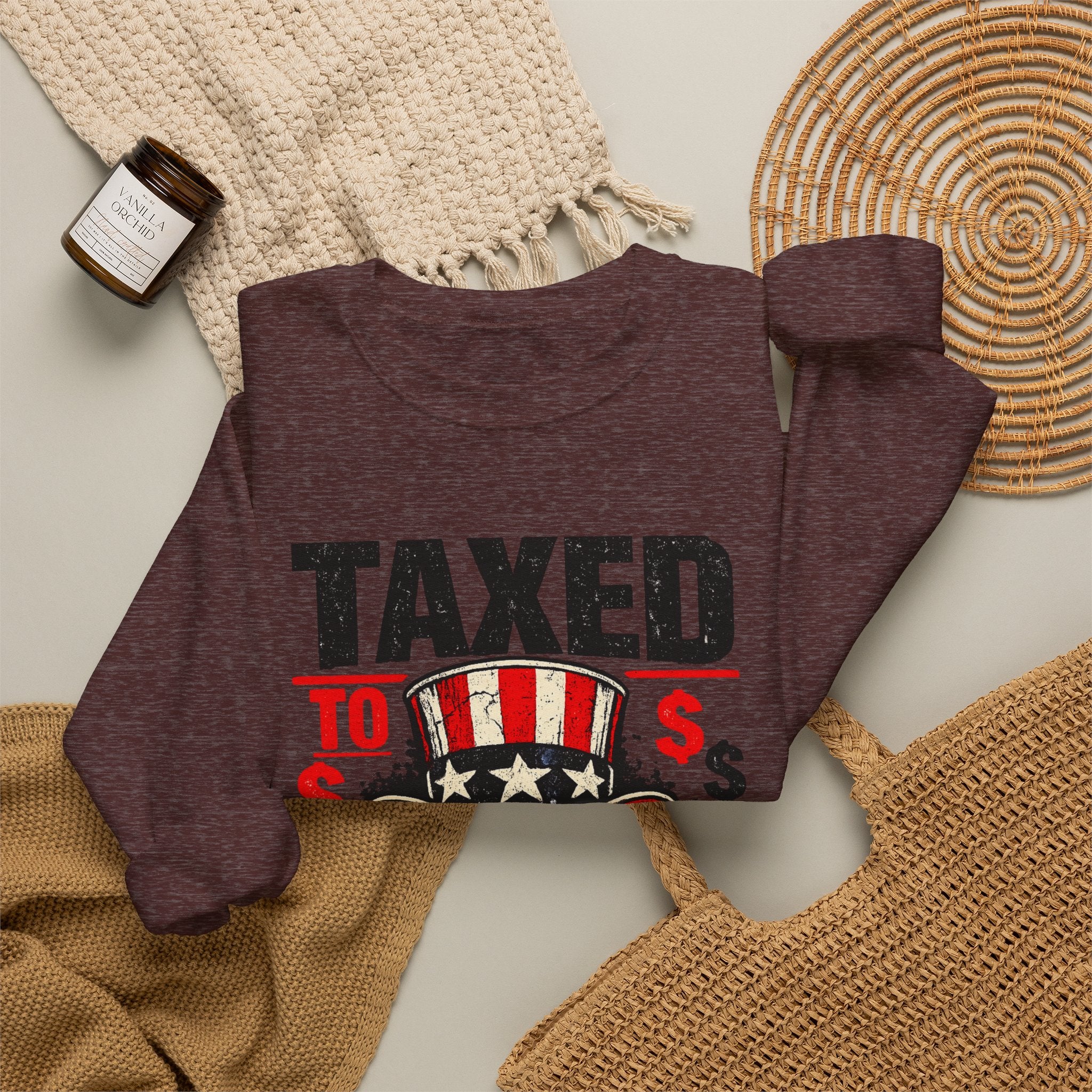 Taxed to Death Sweatshirt - Patriotic Skull Anti-Tax Protest Crewneck