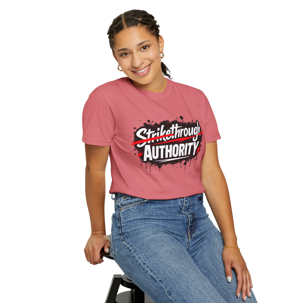 T-Shirt — “Strikethrough Authority” Graphic Tee | Bold Streetwear Protest Design