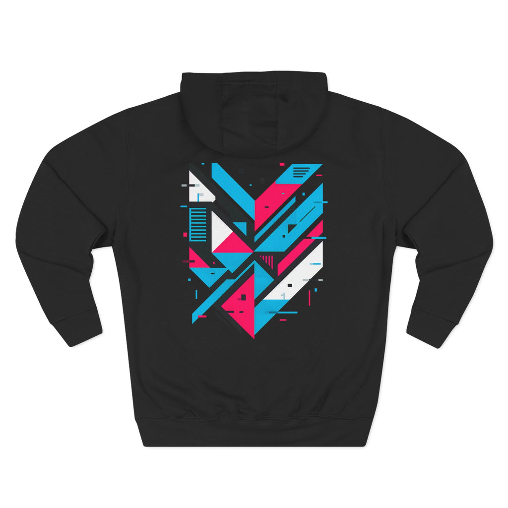 Glitching Out Hoodie — Retro Cyber Geometric Graphic Fleece Hoodie