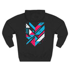Glitching Out Hoodie — Retro Cyber Geometric Graphic Fleece Hoodie