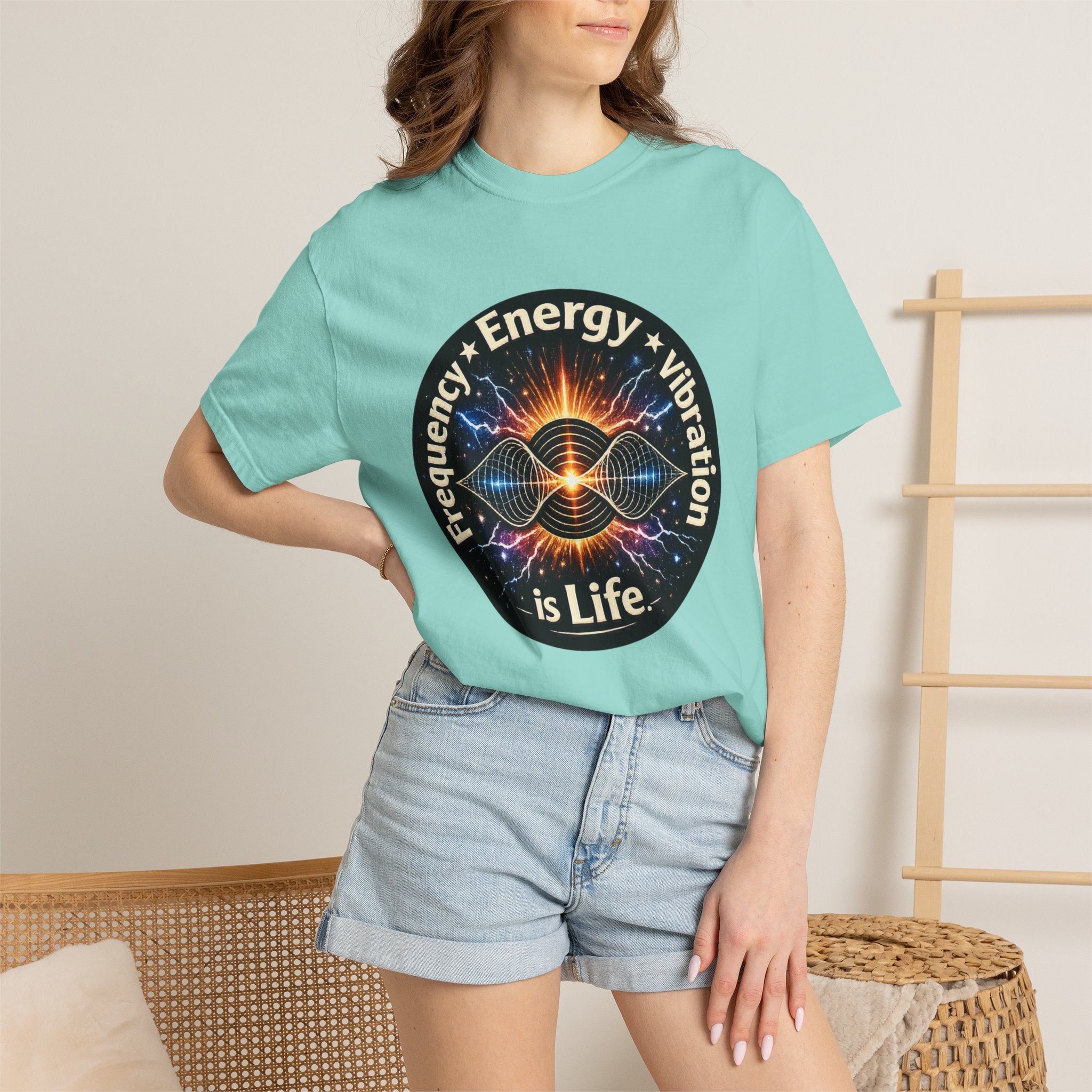 Energy & Vibration T-Shirt — "Frequency is Life" Spiritual Graphic Tee