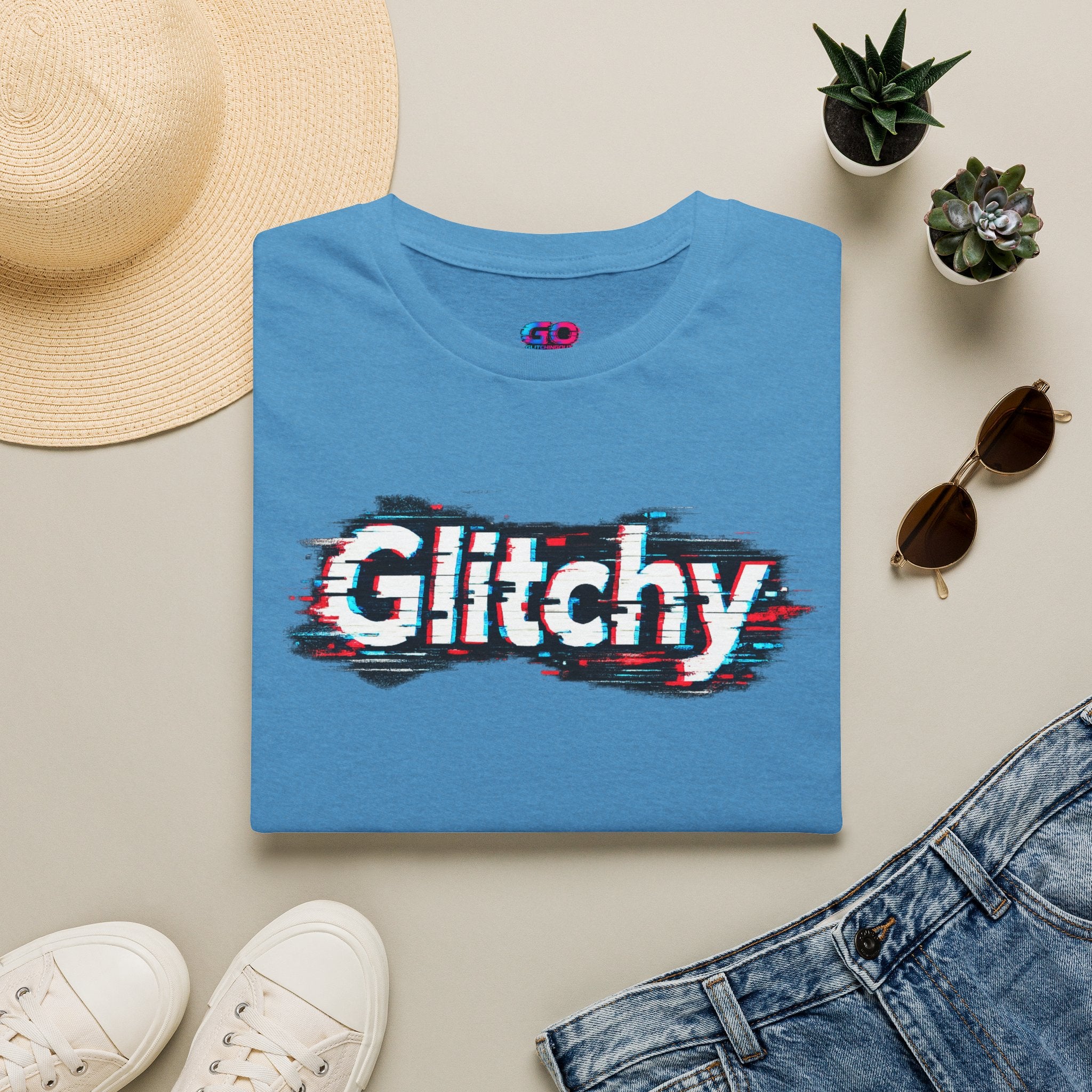 Glitchy Graphic T-Shirt — Retro Glitch Text Tee