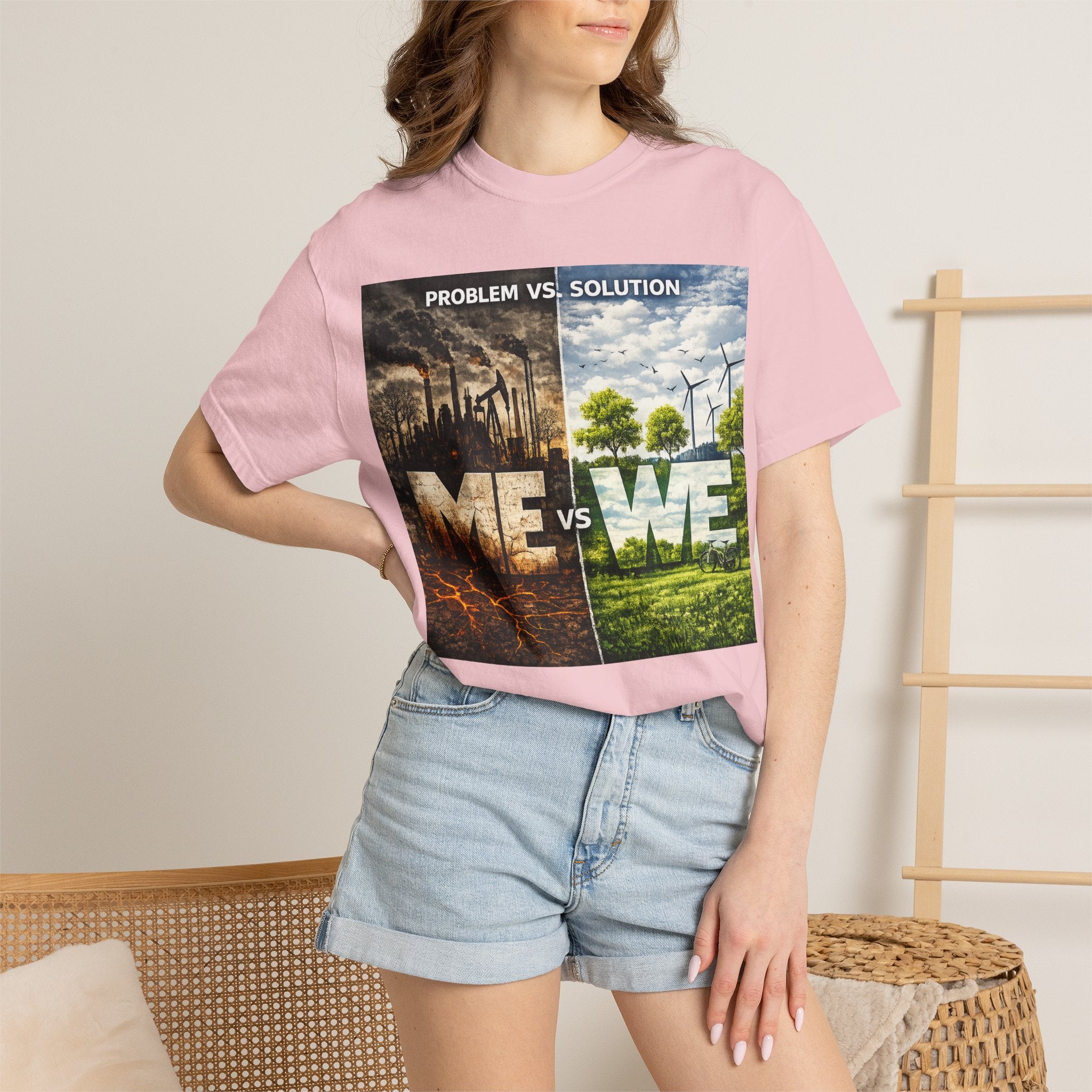 Me vs We Environmental Awareness T-Shirt — Problem vs Solution Graphic Tee