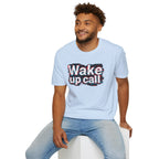Wake Up Call Graphic Tee — Retro Glitch Text T‑Shirt