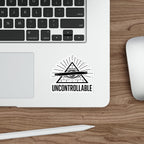 Uncontrollable Eye Pyramid Die-Cut Sticker — Bold Red Slash Illuminati-Inspired Decal