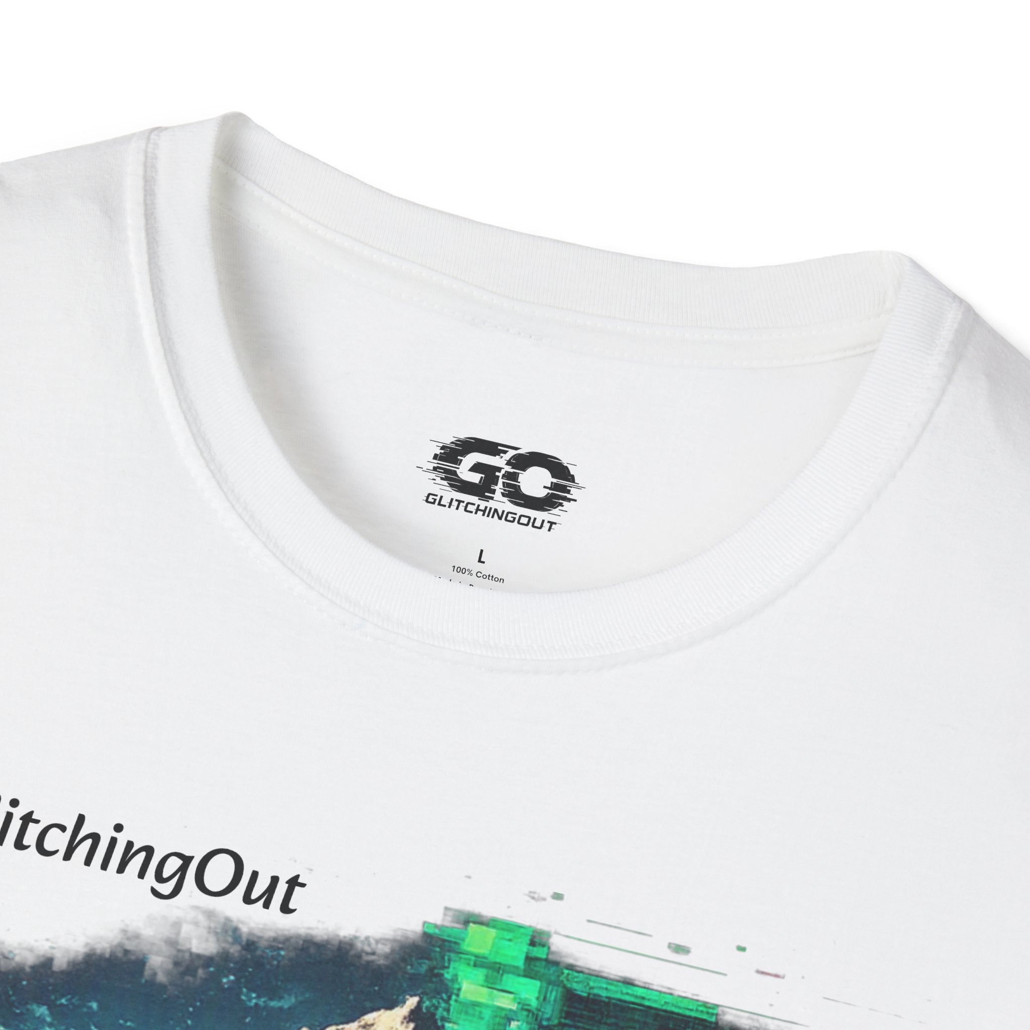 GlitchingOut Mountain Landscape T-Shirt — Retro Glitch Nature Graphic Tee