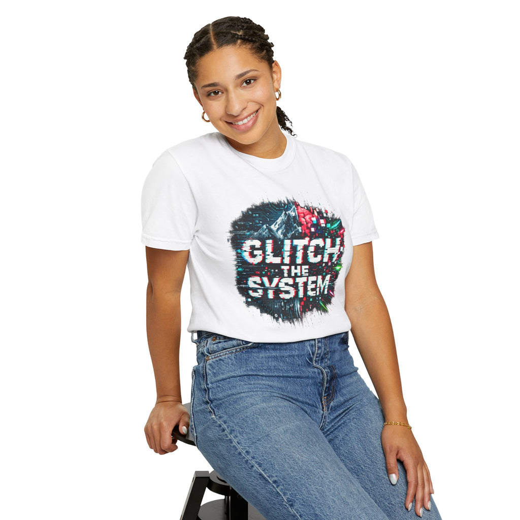 Glitch The System V3 Graphic Tee — Retro Cyberpunk Distressed Design