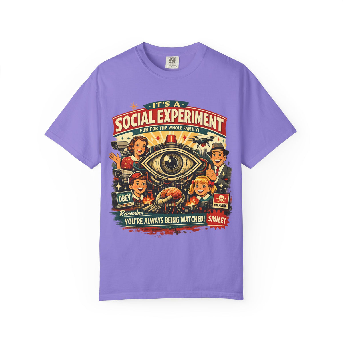 T-Shirt — "It's a Social Experiment" Retro Surveillance Graphic Tee