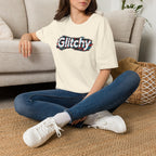 Glitchy Graphic T-Shirt — Retro Glitch Text Tee