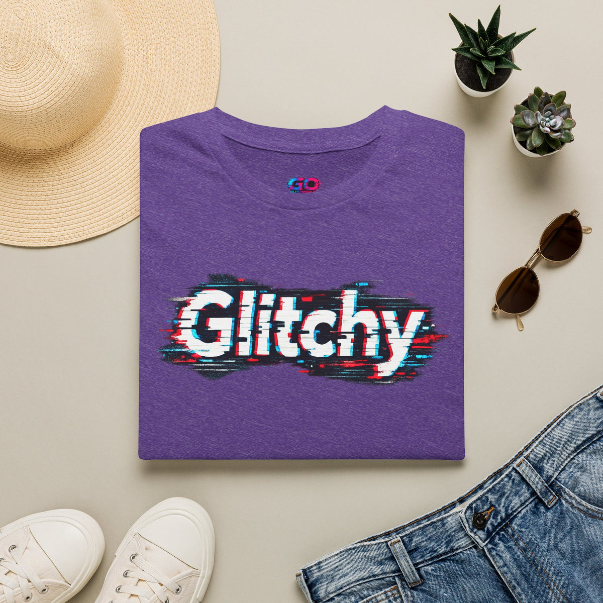 Glitchy Graphic T-Shirt — Retro Glitch Text Tee