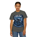 T-Shirt — "Wake the Flock Up" V2 Protest Graphic Tee (Bold Blue Dystopian Design)