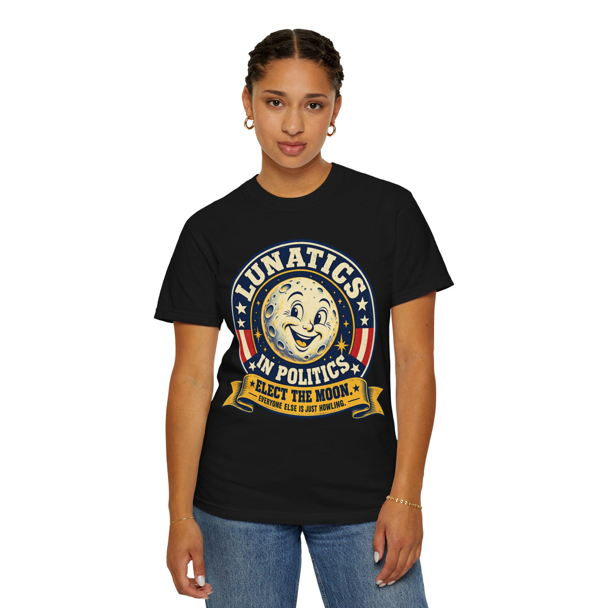 Lunatics in Politics Moon Election Graphic T-Shirt