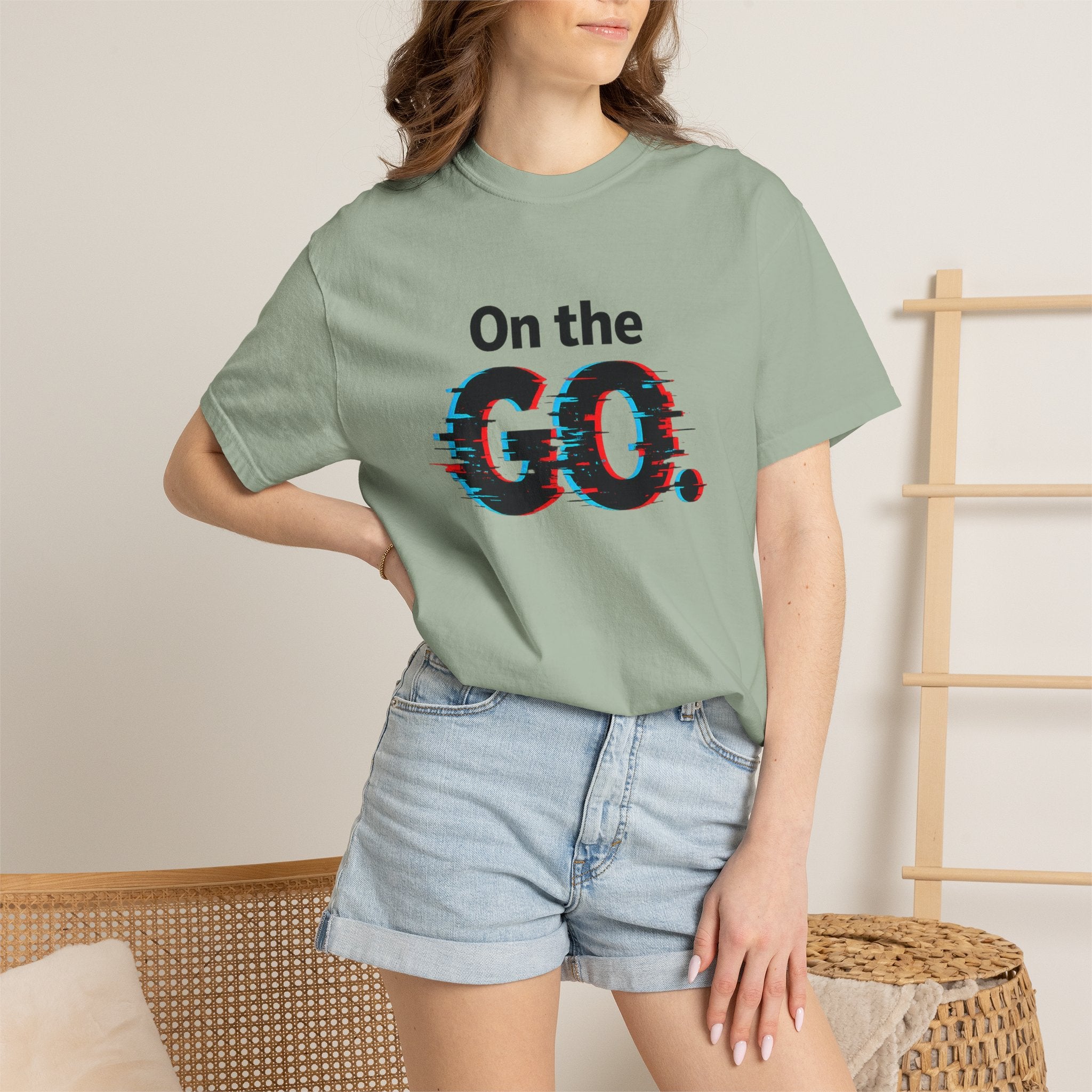 On the GO. Graphic T-Shirt — 'On the GO.' Retro Glitch Travel Tee