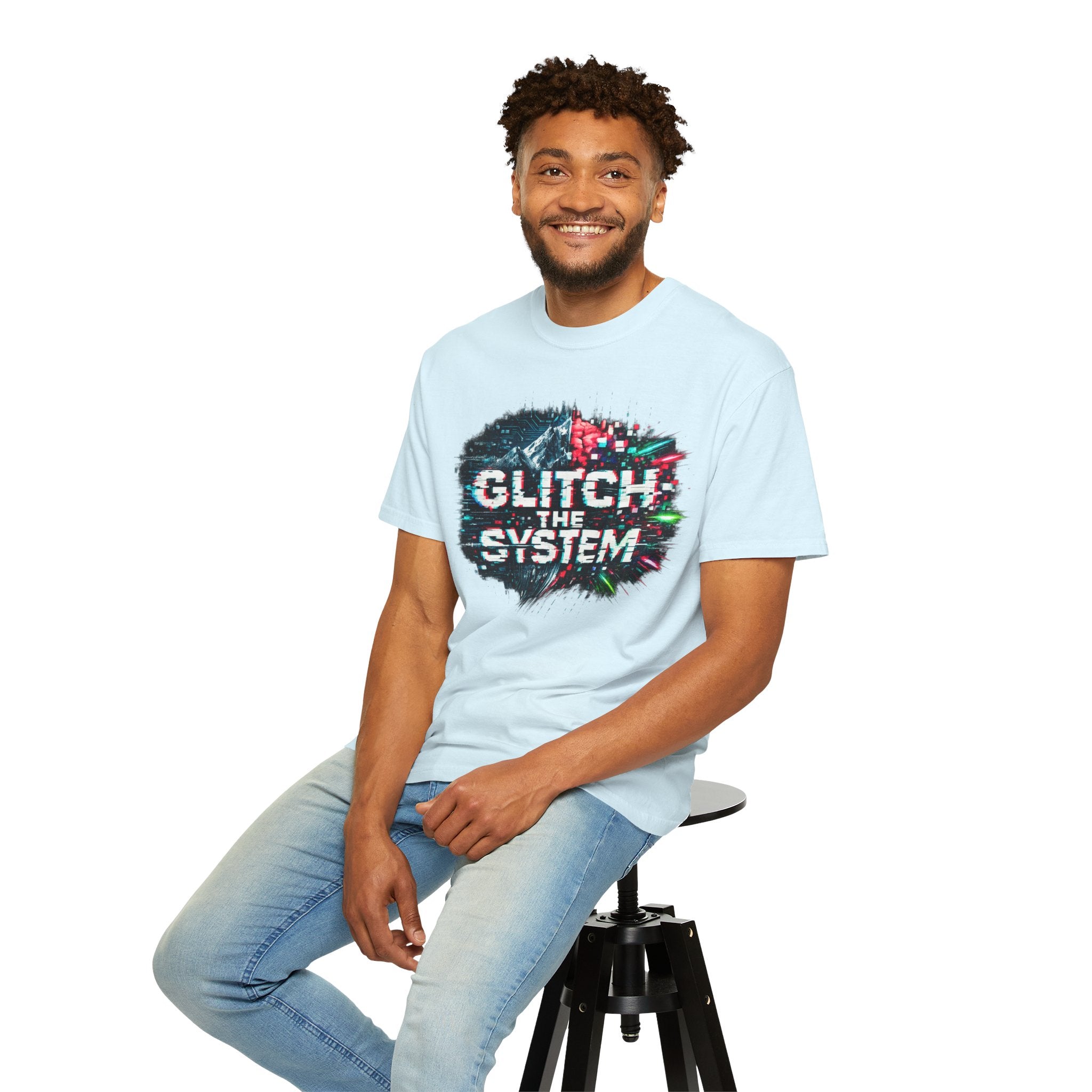 Glitch The System V3 Graphic Tee — Retro Cyberpunk Distressed Design