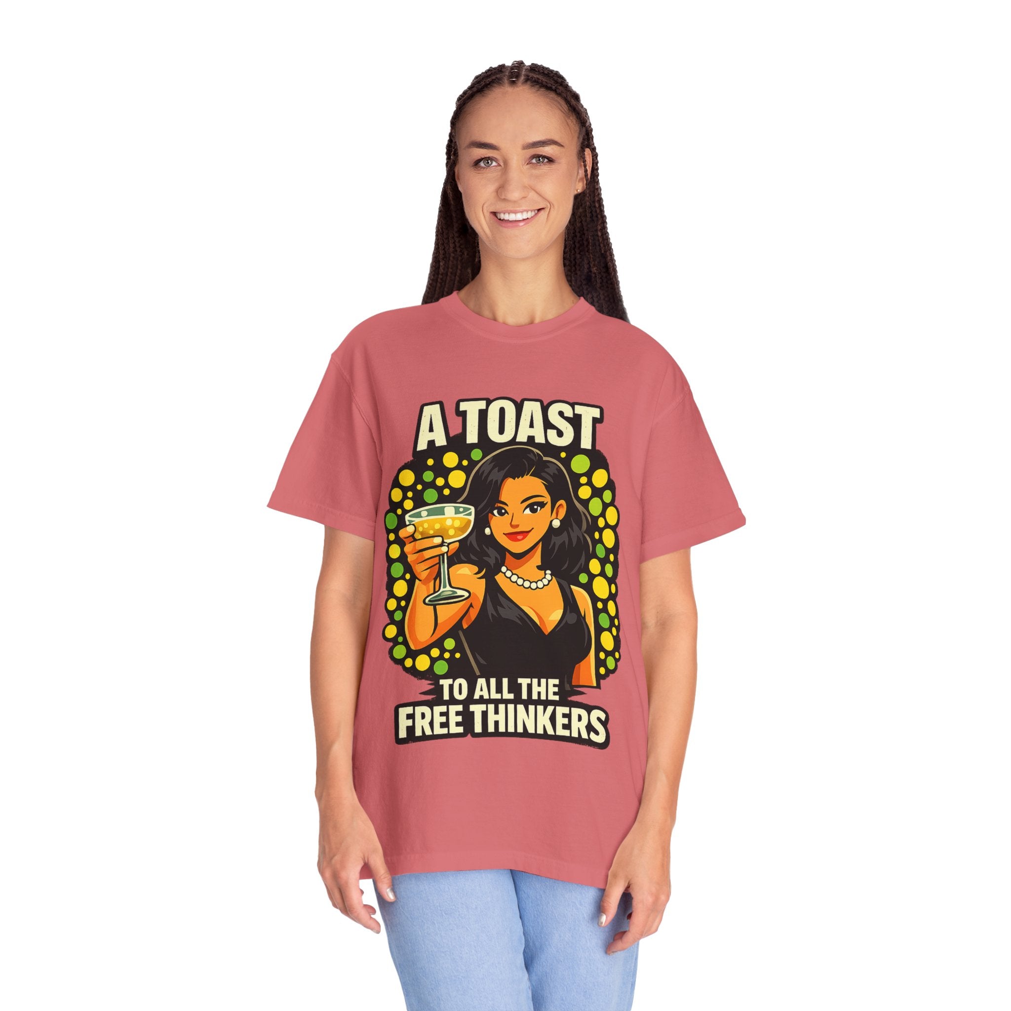 Vintage 'A Toast to All the Free Thinkers' Graphic T-Shirt