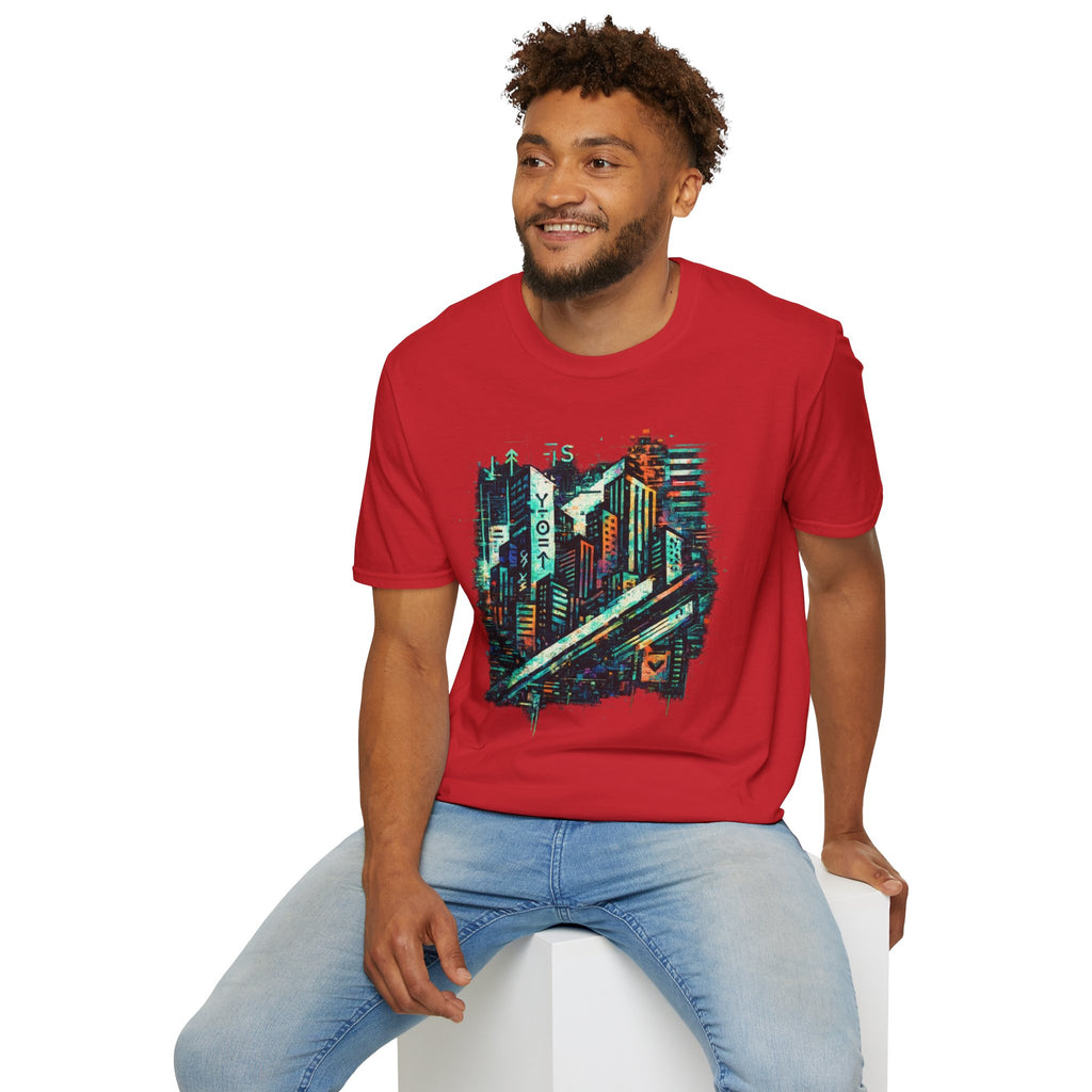 Cyberpunk Cityscape T‑Shirt — Neon Tokyo Skyline Graphic Tee
