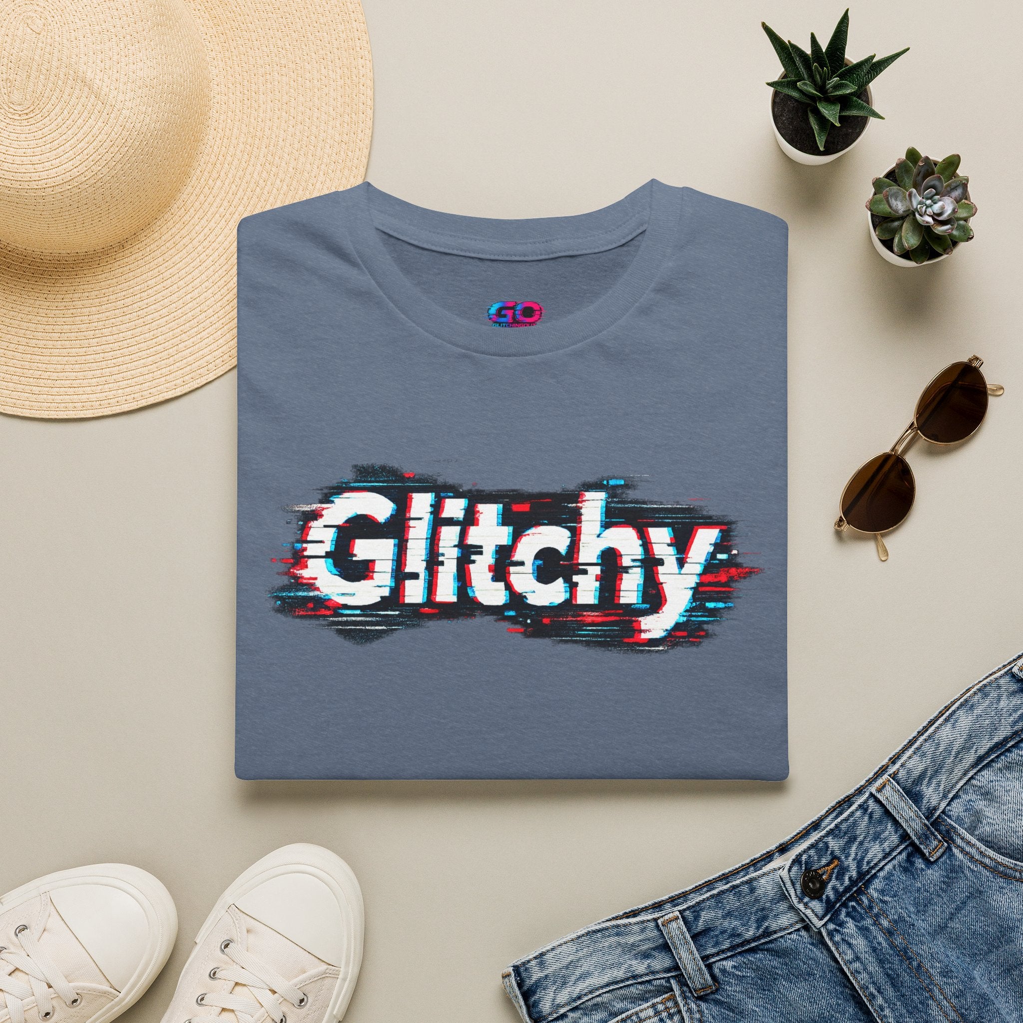 Glitchy Graphic T-Shirt — Retro Glitch Text Tee