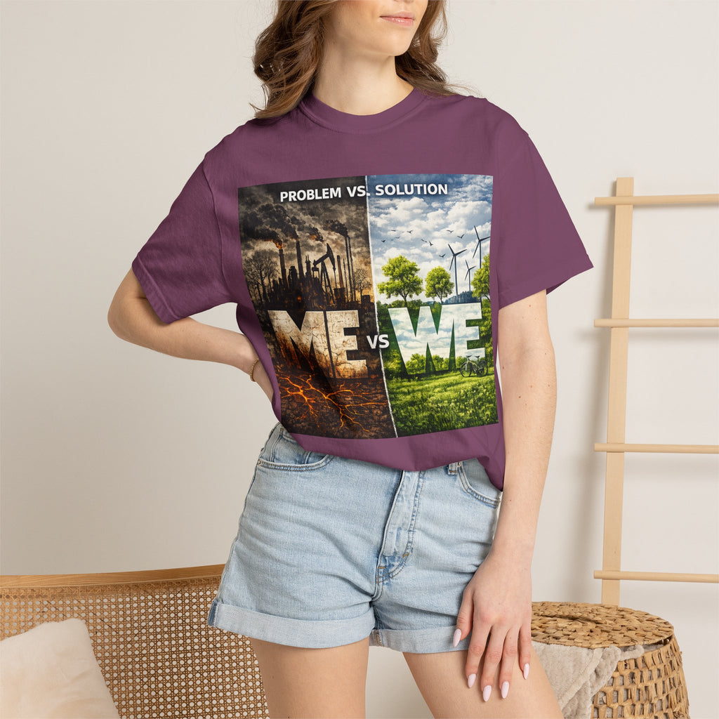 Me vs We Environmental Awareness T-Shirt — Problem vs Solution Graphic Tee