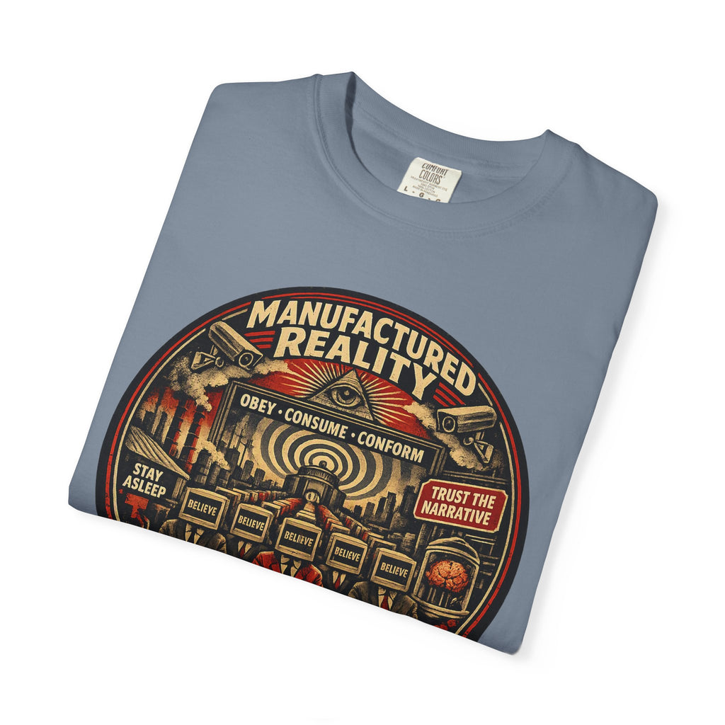 Manufactured Reality Graphic "Building Your Illusion" Vintage Protest — T-Shirt