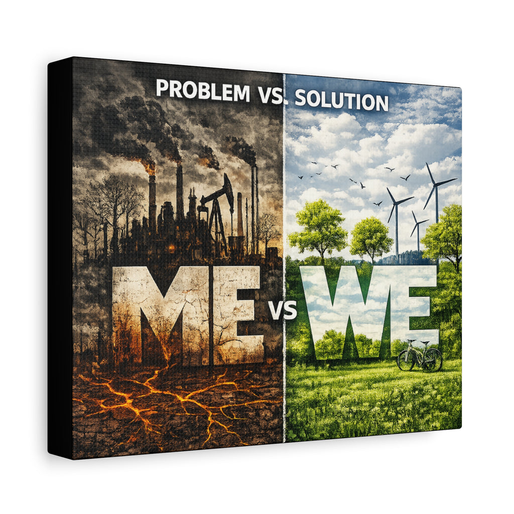 Problem vs Solution 'Me vs We' Canvas Wall Art - Environmental Awareness Print