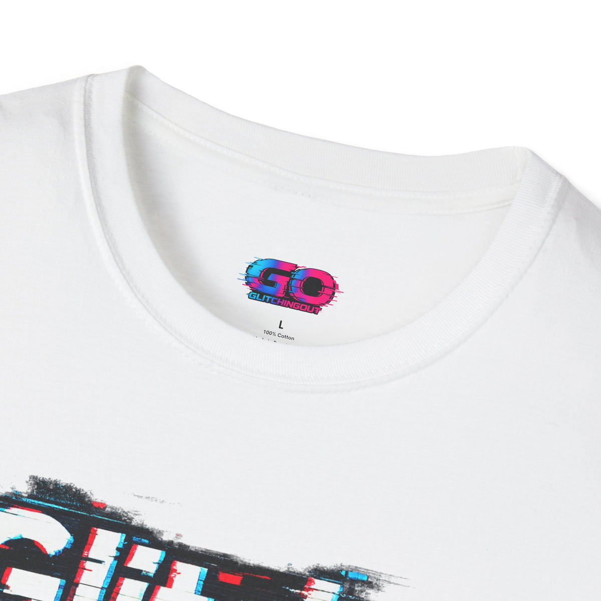 Glitchy Graphic T-Shirt — Retro Glitch Text Tee