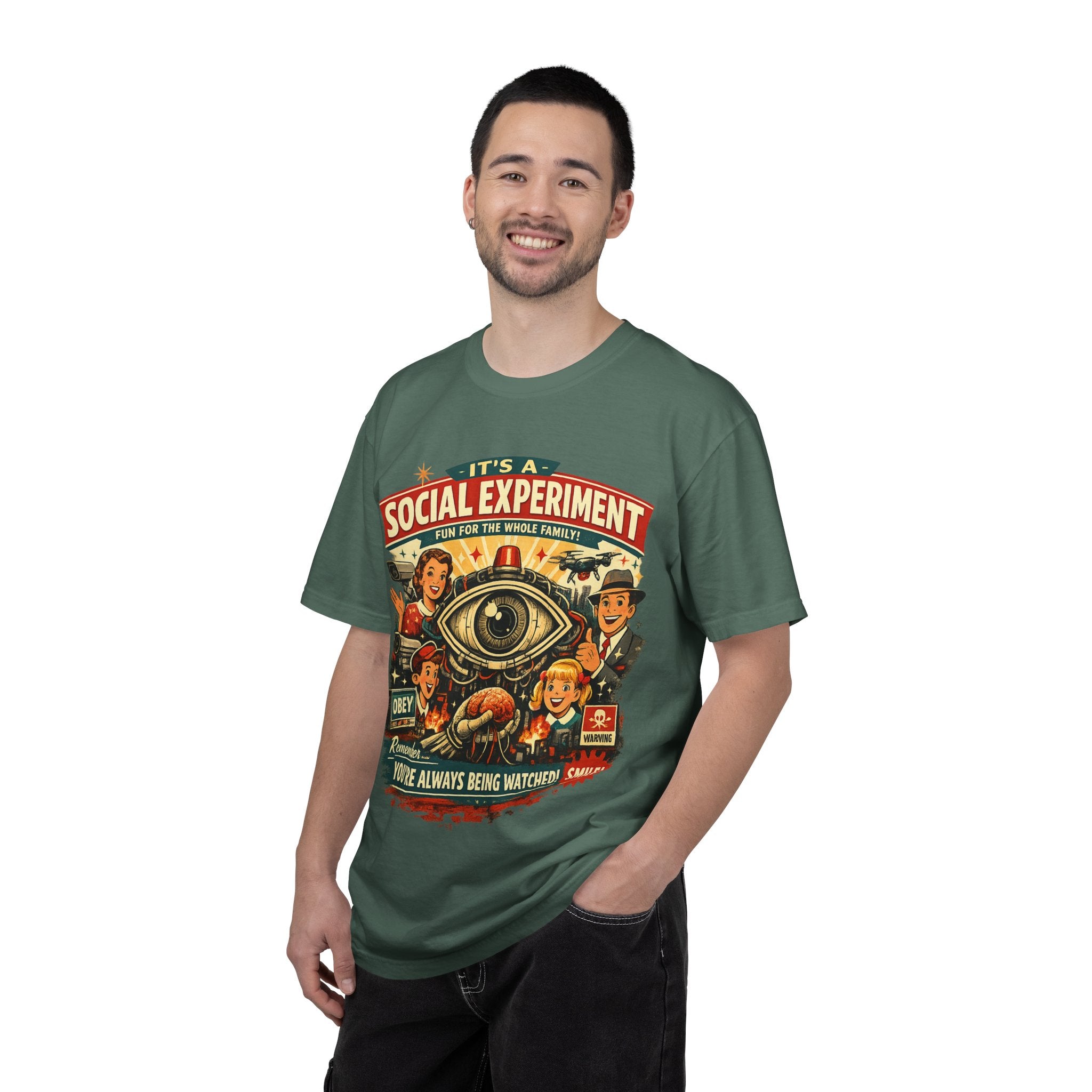 T-Shirt — "It's a Social Experiment" Retro Surveillance Graphic Tee