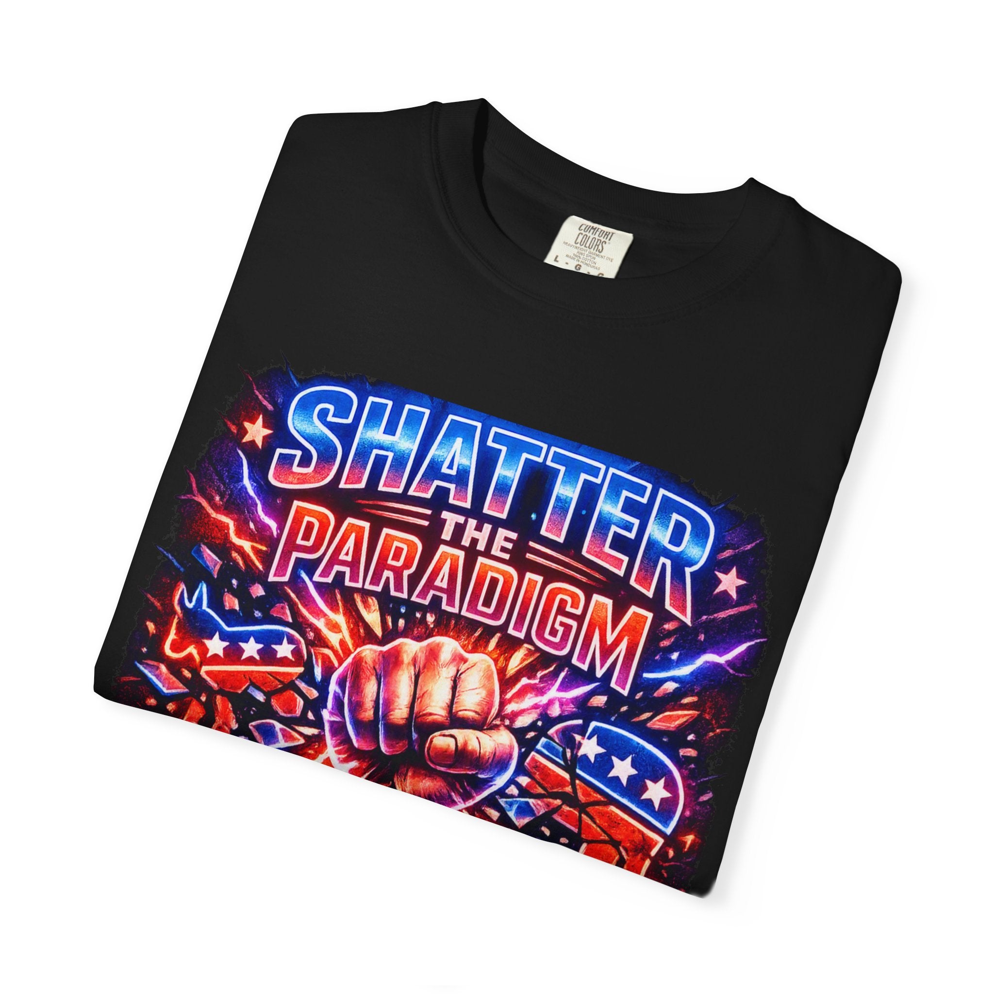 Shatter the Paradigm Graphic T-Shirt — Break Free Fist Design