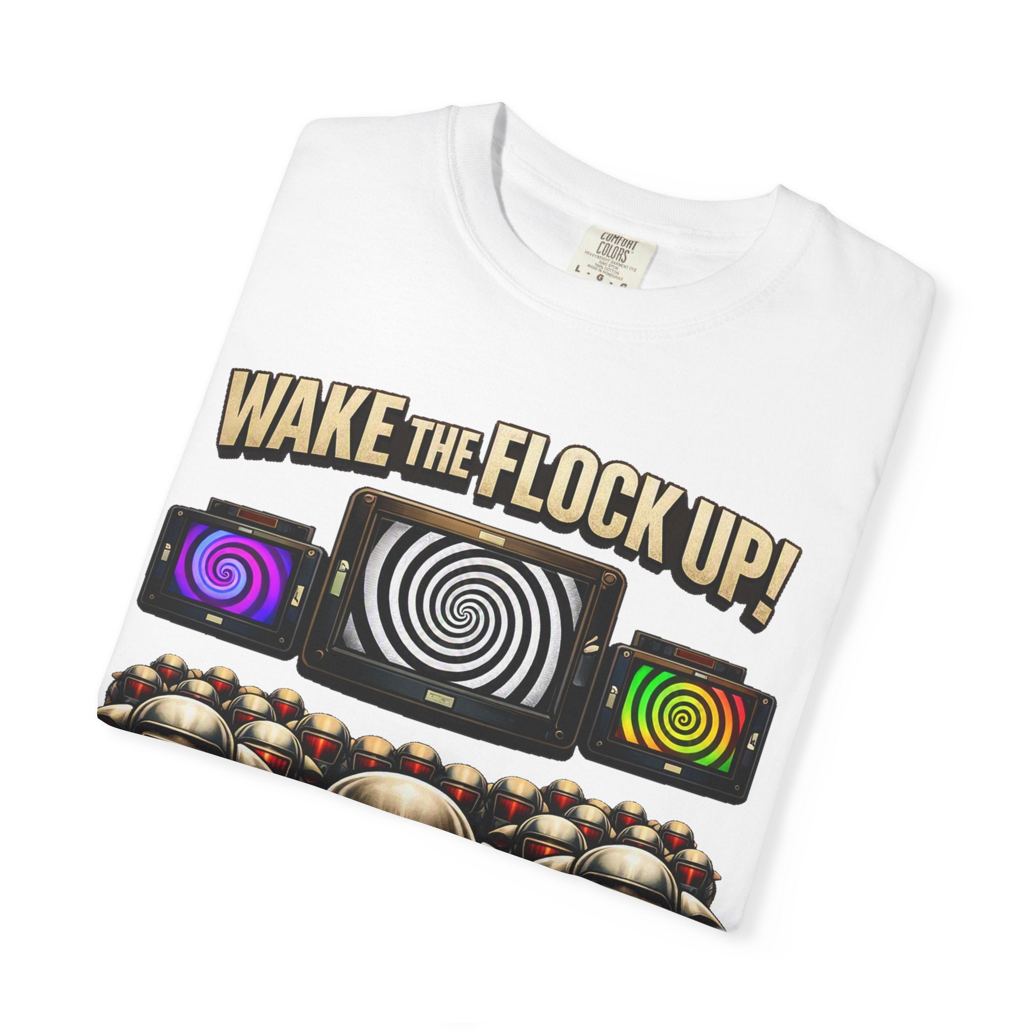 Wake the Flock Up! V3 Hypnotic Sheep Novelty Graphic T-Shirt