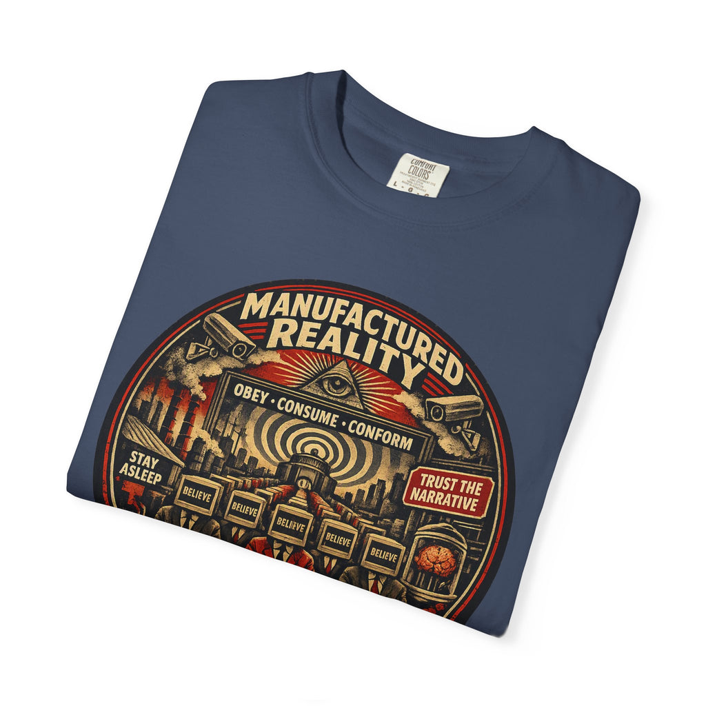 Manufactured Reality Graphic "Building Your Illusion" Vintage Protest — T-Shirt