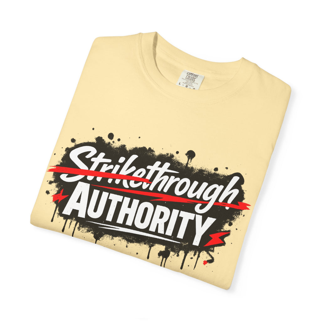T-Shirt — “Strikethrough Authority” Graphic Tee | Bold Streetwear Protest Design