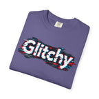 Glitchy Graphic T-Shirt — Retro Glitch Text Tee (Front "GO", Back "Glitchy")