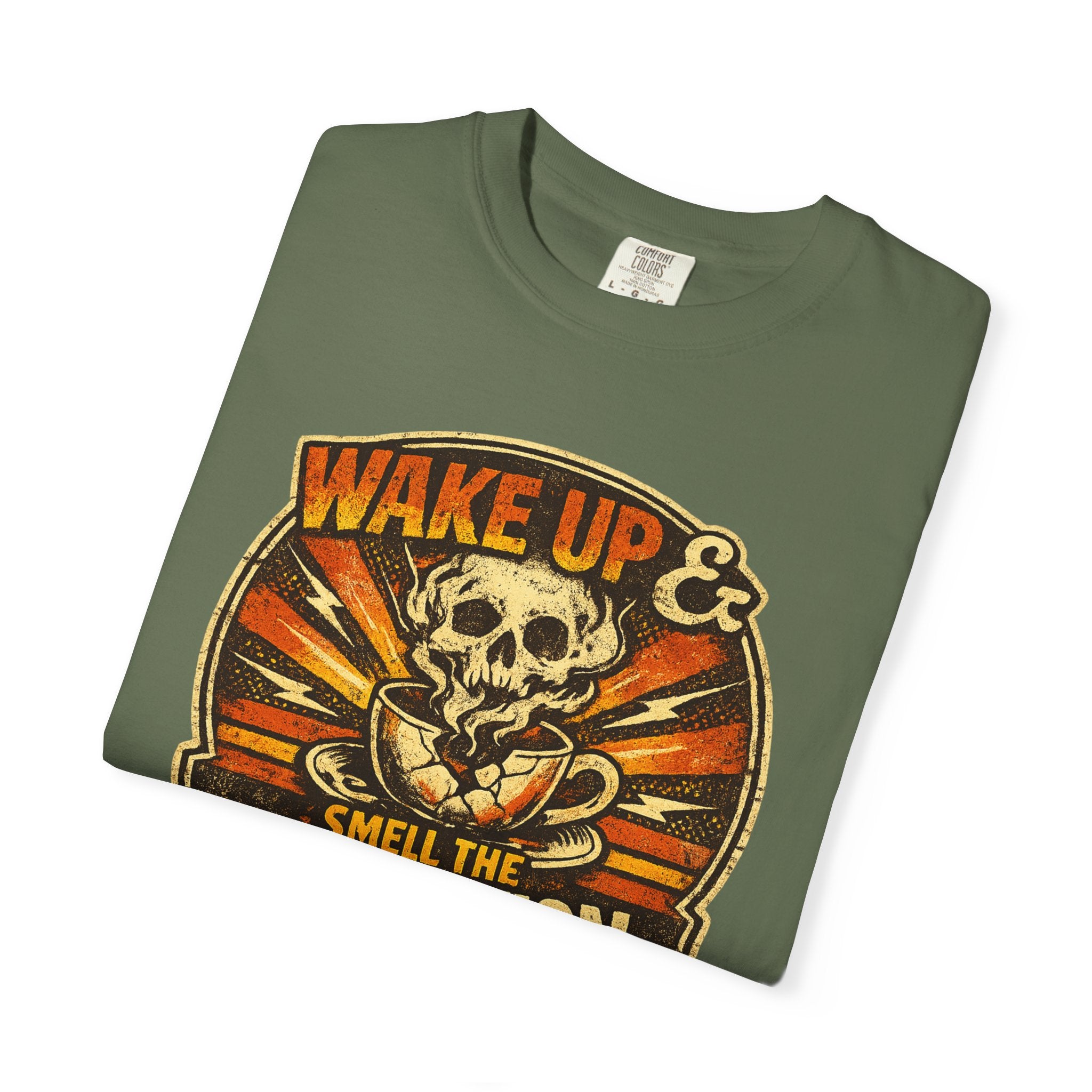 Wake Up & Smell the Corruption T-Shirt — Vintage Skull Protest Graphic Tee