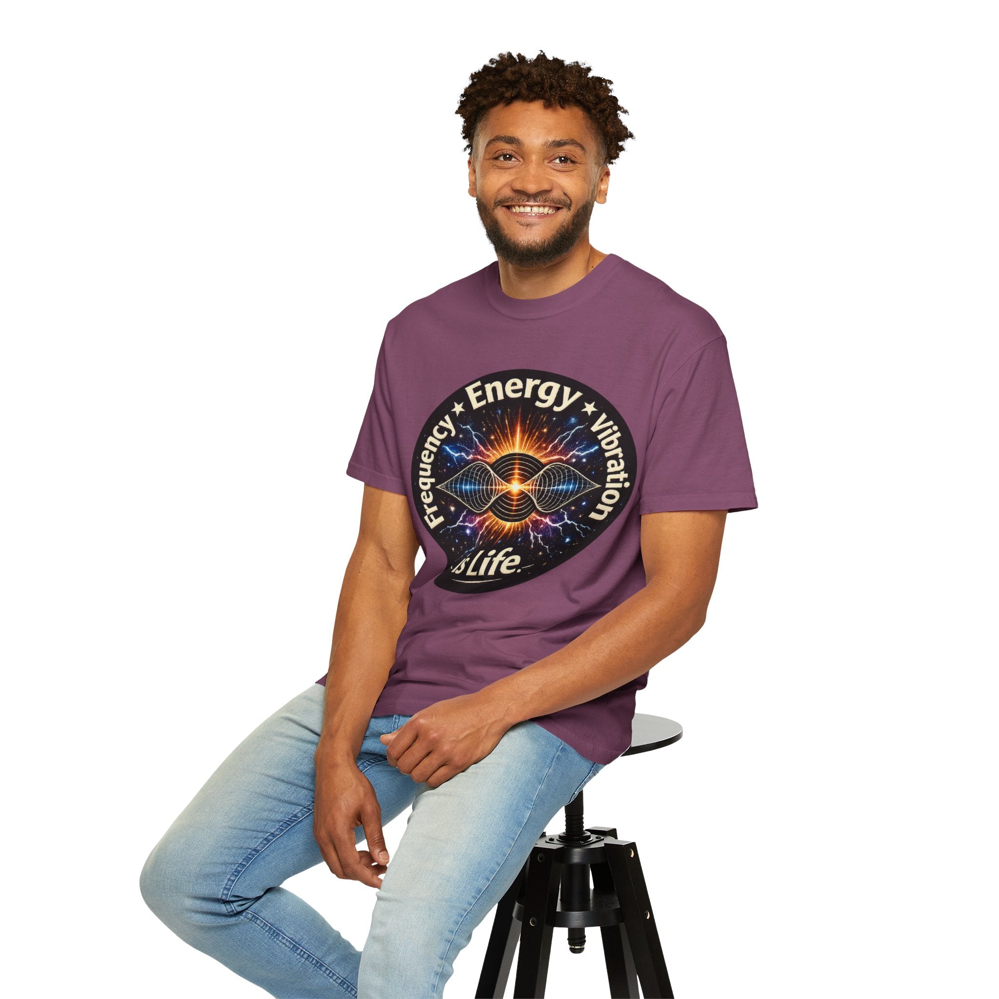 Energy & Vibration T-Shirt — "Frequency is Life" Spiritual Graphic Tee